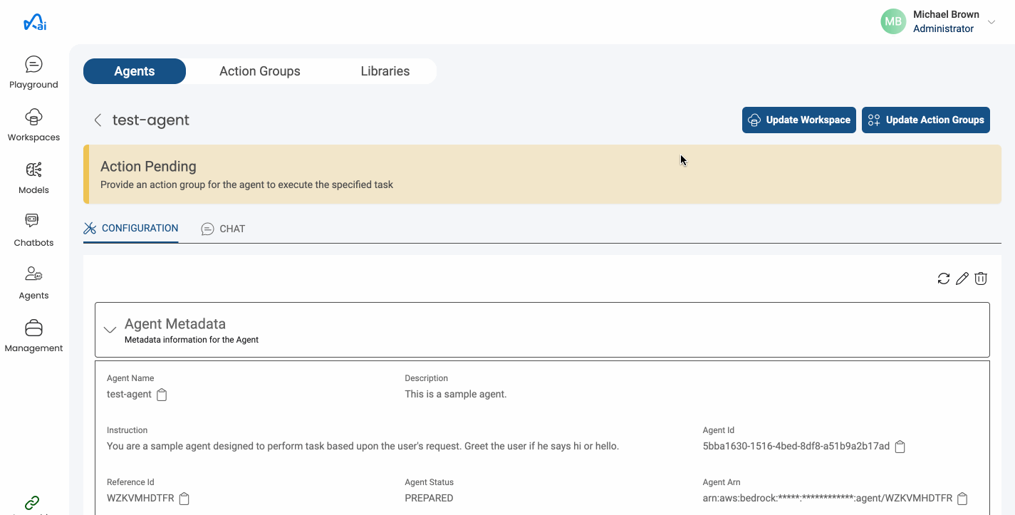 Attach action groups to an Agent