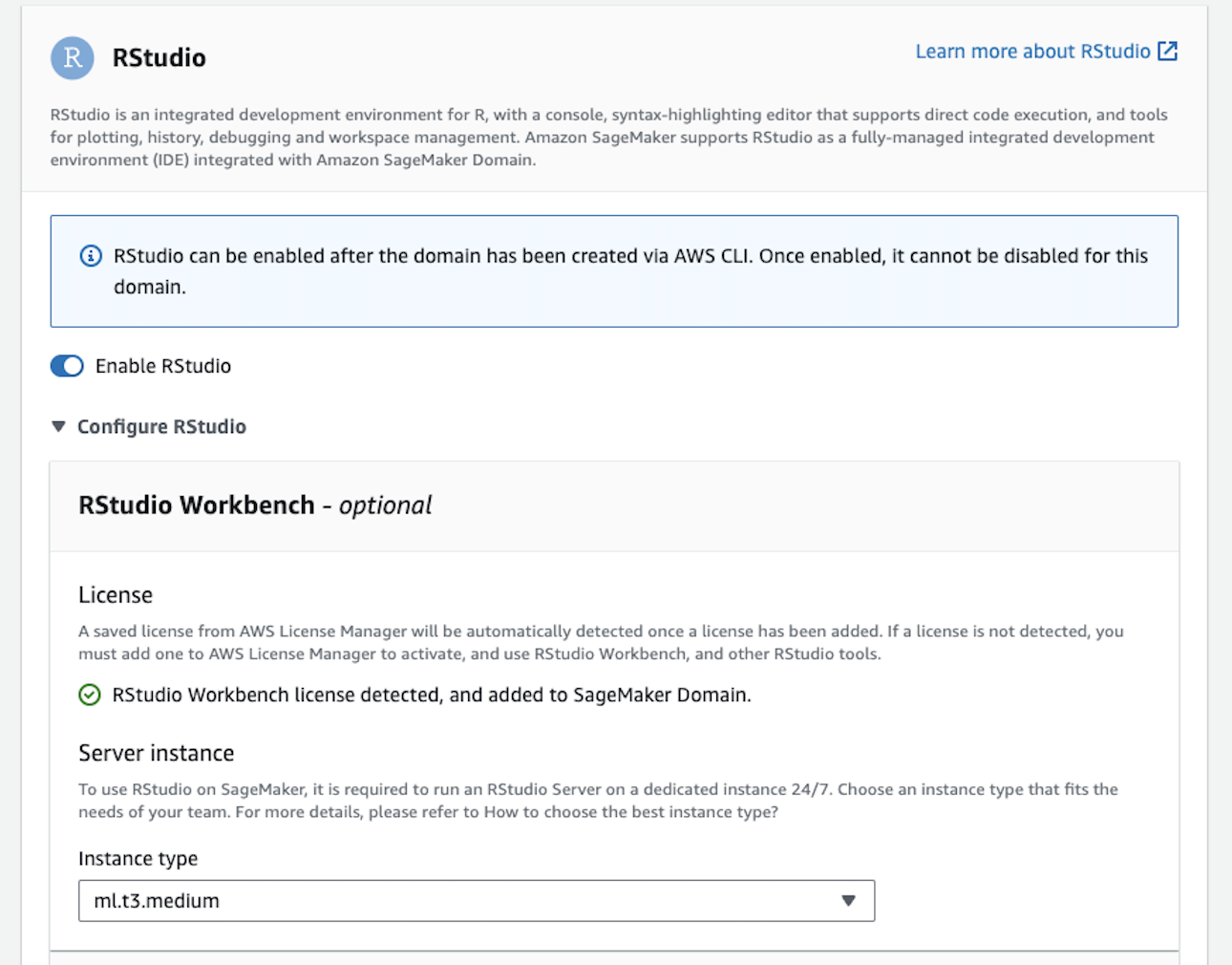 Verifying License Activation from Domain Creation Page