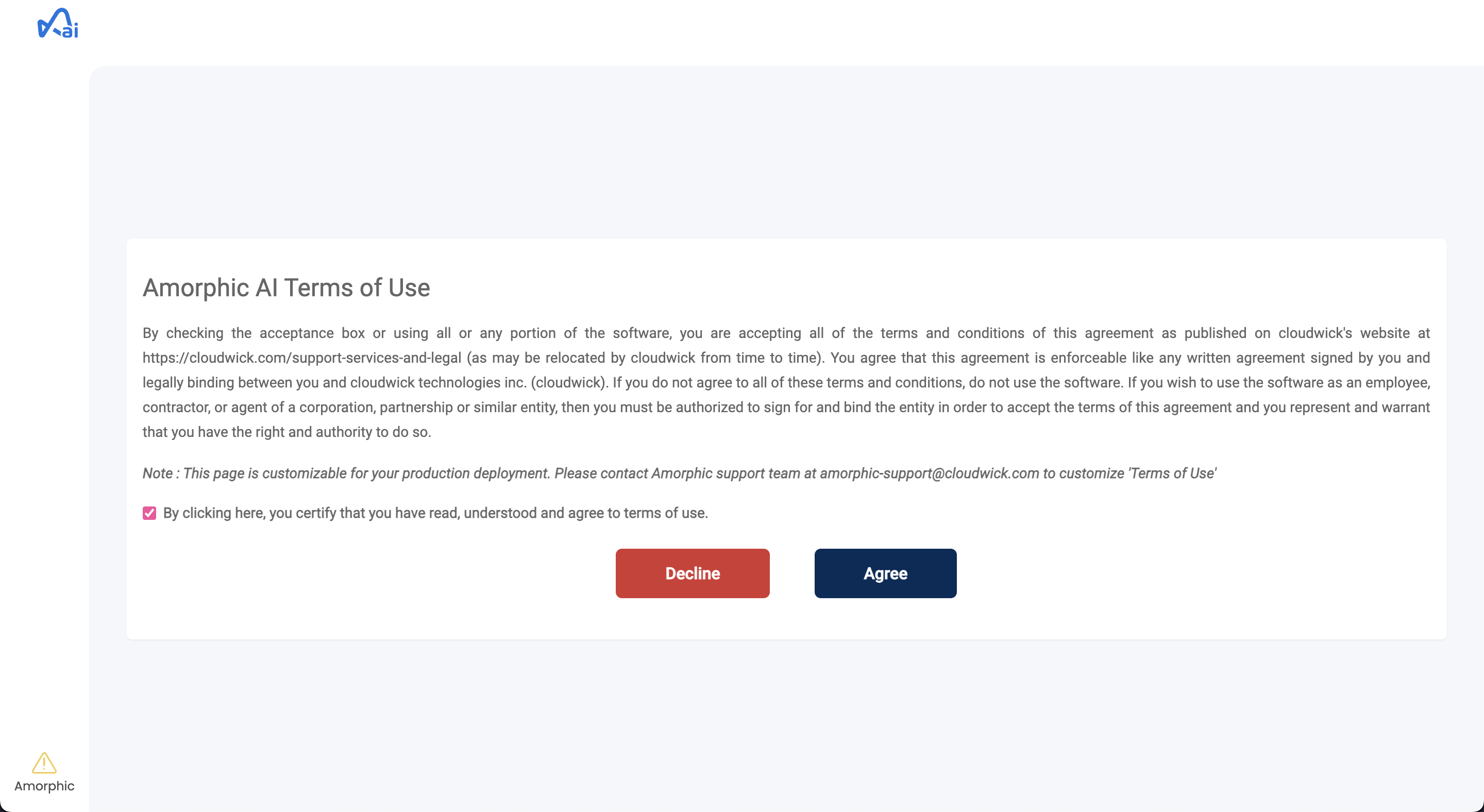 User Agreement upon login